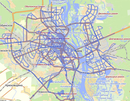 Покрытие панорамных карт Яндекса в Киеве