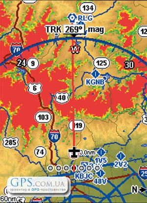 Lowrance AirMap 2000c, авиац.  (рус. меню)